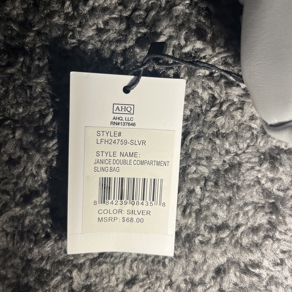 NWT London Fog Silver Color‎ Small Sling bag Double Zip compartment + Inside Zip - Picture 2 of 10